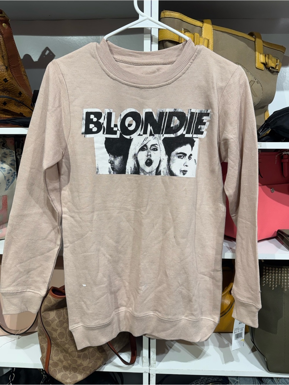 0031 Blondie Nites Beige Graphic Sweatshirt with Black & White Print - Picture 2 of 4